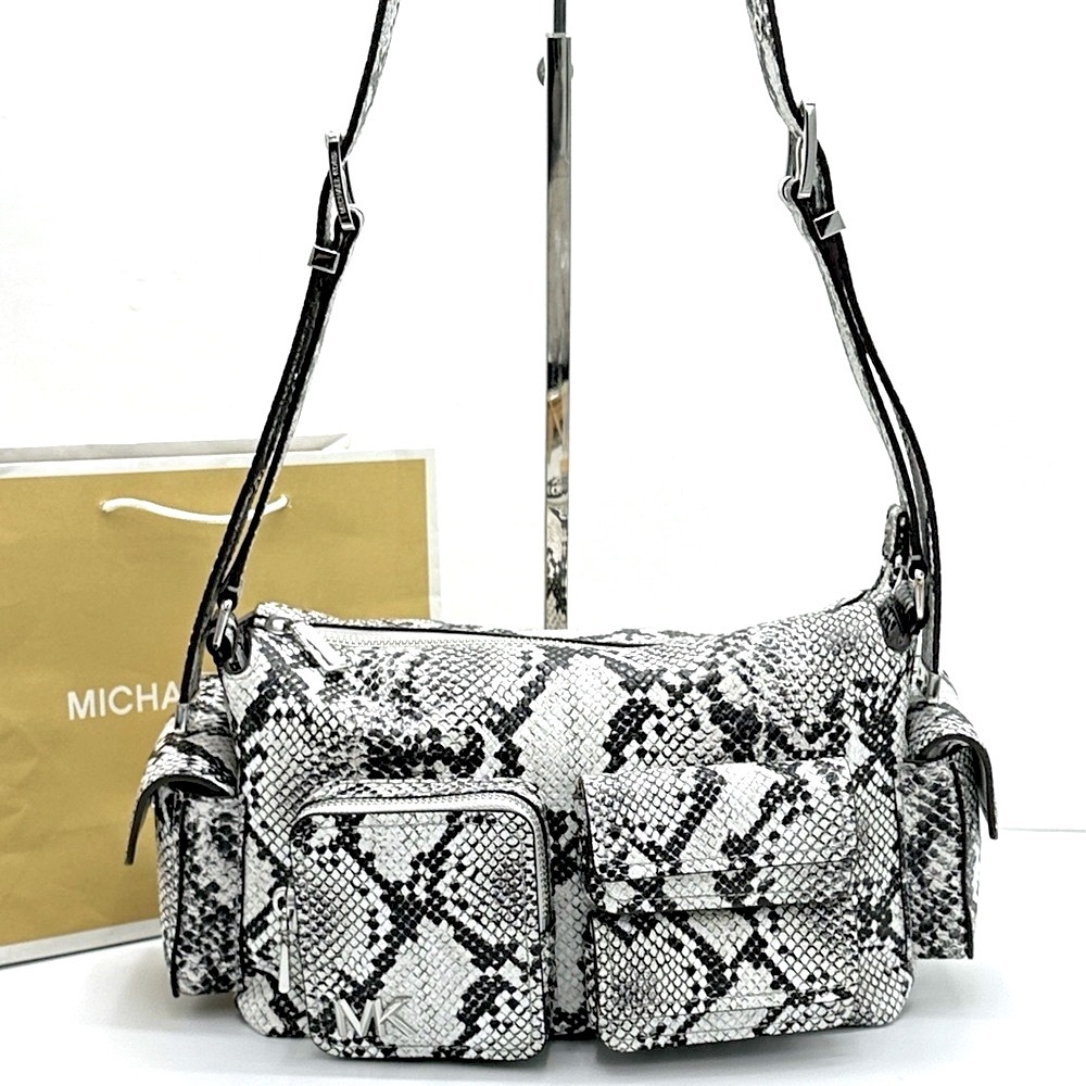 Michael Kors Snake Print Shoulder Bag - Black and White